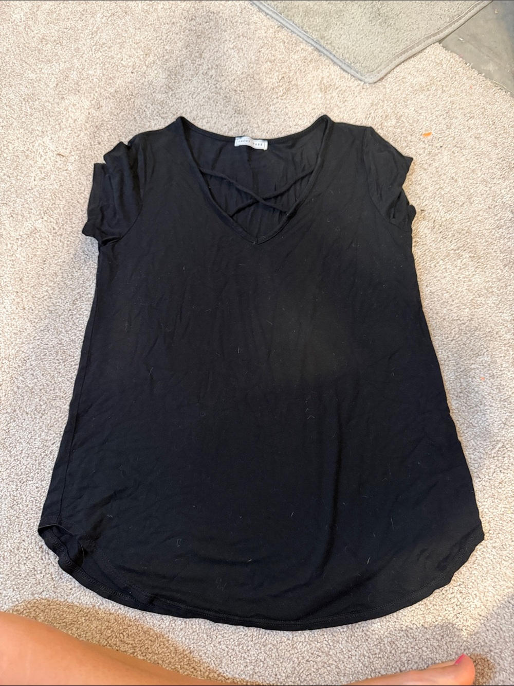 Black Crisscross V-Neck Women's Top